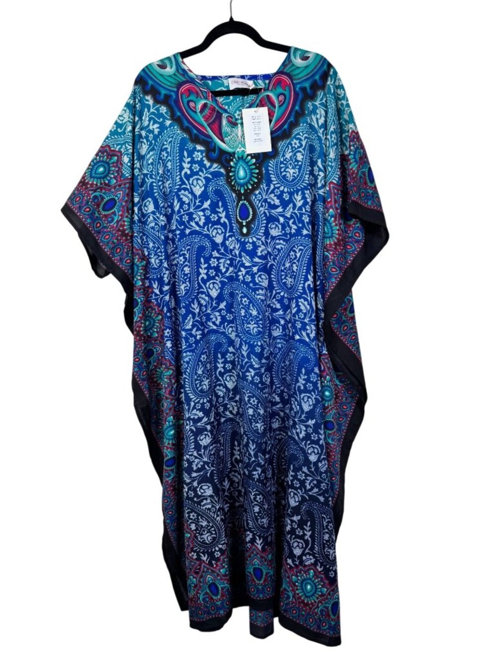 NEW Miss Lavish London Kaftan Maxi Dress Blue Paisley Floral Loose Fit size 6-12